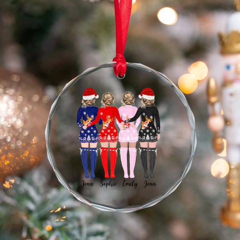Christmas Friend Crystal Glass Prism Circle Ornament – Personalized Festive Gift UK