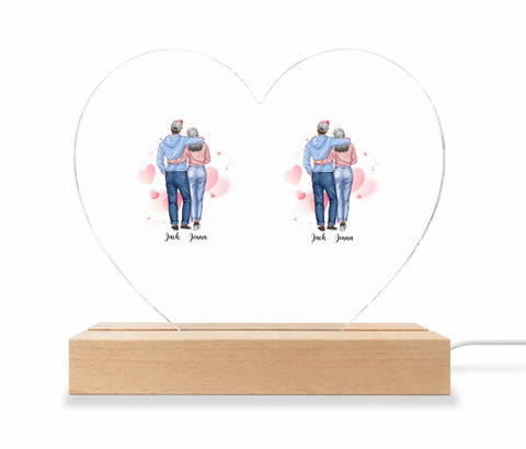 Clear heart on light wood base